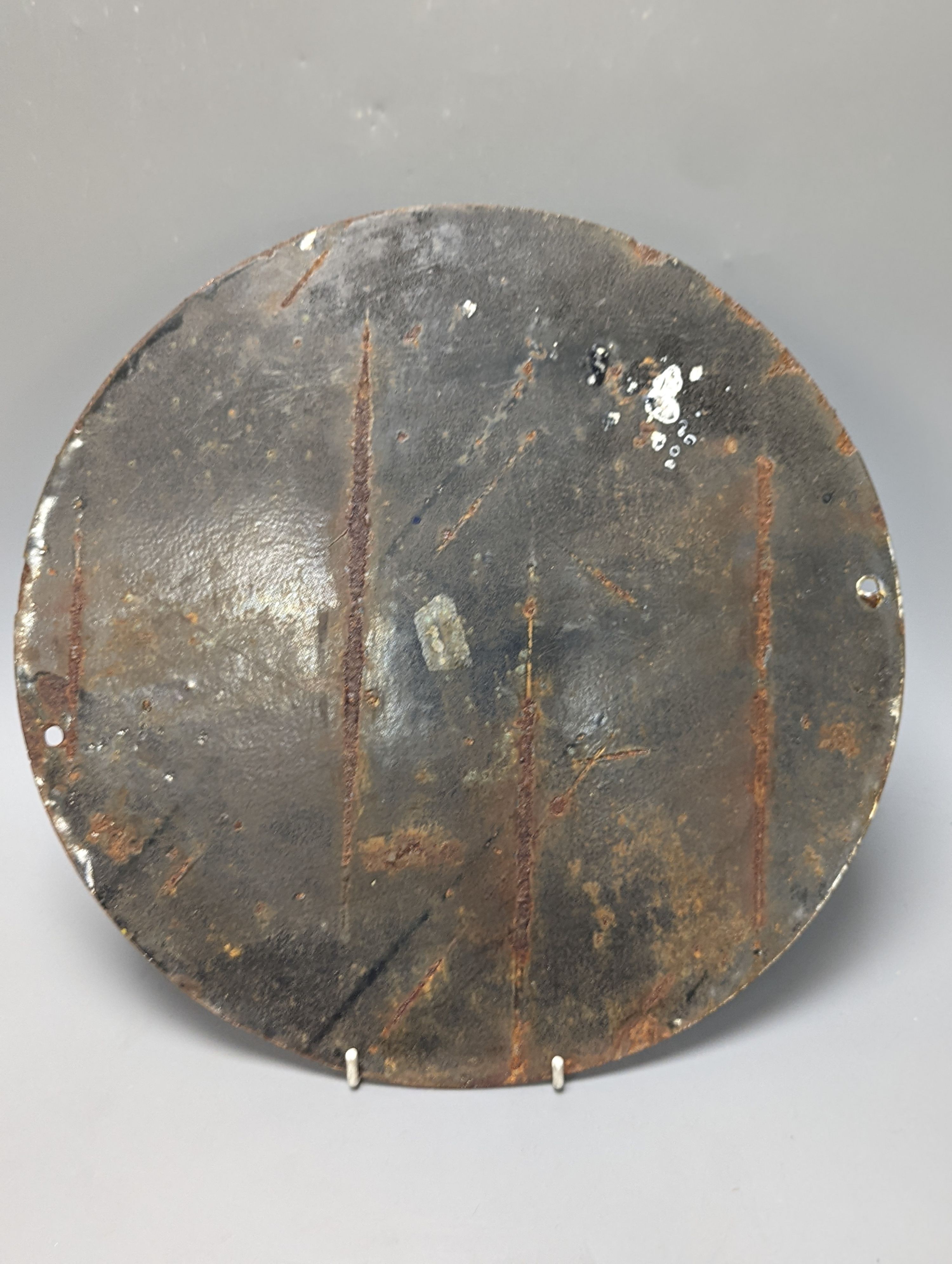 A Blackfriars Distillery enamelled sign., 32 cms diameter.